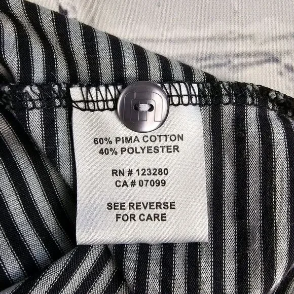 Travis Mathew Mens 2XL XXL Striped Golf Polo Shirt Black Short Sleeve Stretch - Picture 8 of 11